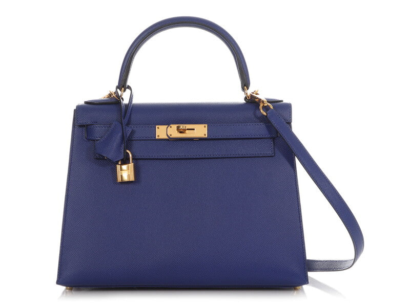 Reference only, different item: Hermes Bleu Electrique Epsom Sellier Kelly 28 Gold Hardware, 2018; website photo 1