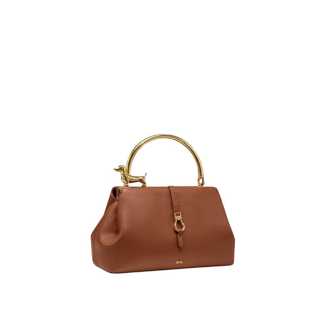 JW PEI Bruna Dachshund Metal Handle Top Handle Bag - Brown by JW PEI