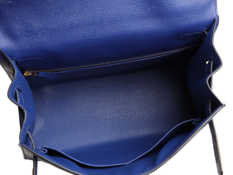 Reference only, different item: Hermes Bleu Electrique Epsom Sellier Kelly 28 Gold Hardware, 2018; website photo 6