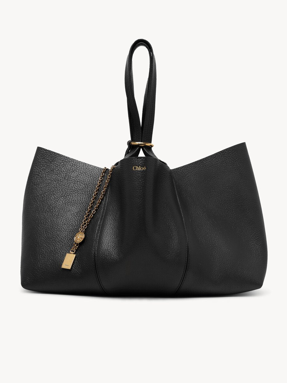 CHLOE Spin east-west tote bag in grained leather Black by CHLOE