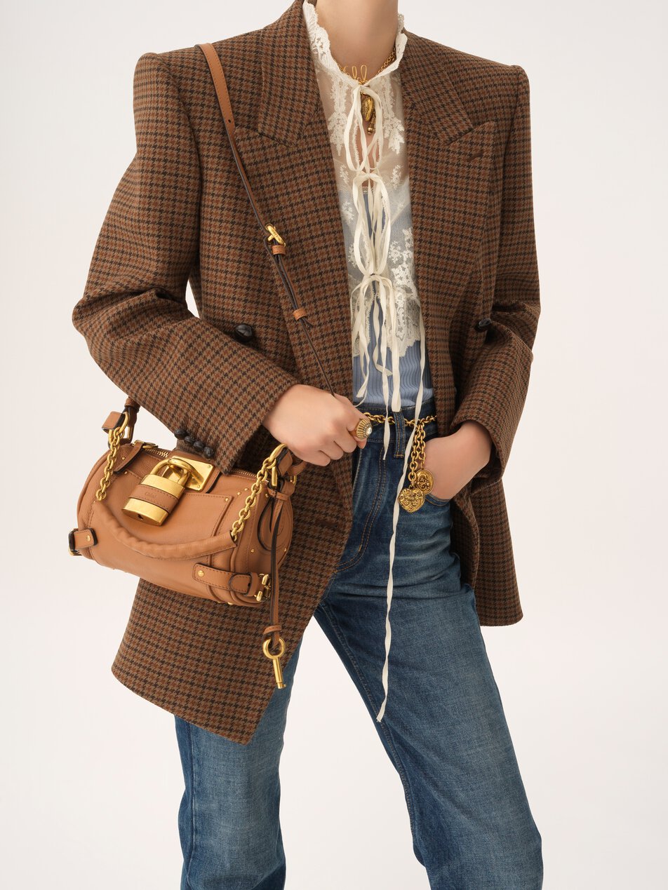 CHLOE Small Paddington chain bag in grained leather Mustang Brown by CHLOE
