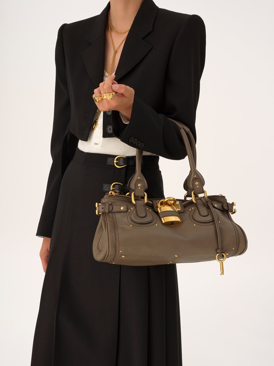 CHLOE Paddington bag in grained leather Flannel Grey by CHLOE