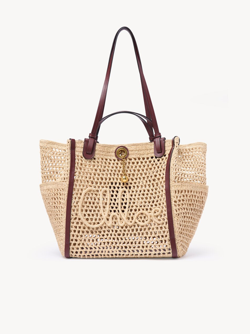 CHLOE Iconic double carry bag in raffia Hot Sand by CHLOE