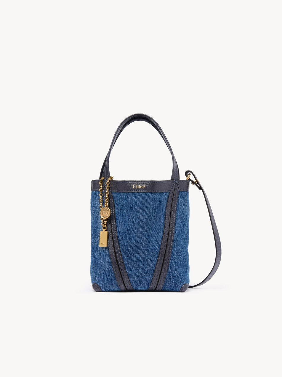 CHLOE Small Chloé Spin tote bag in denim Ashes Blue by CHLOE