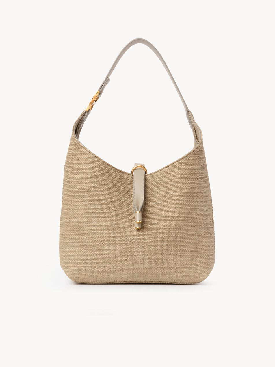 CHLOE Small Marcie hobo bag in raffia-effect fibers Smoky Beige by CHLOE