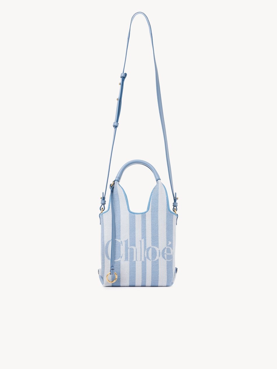 CHLOE Mini Chloé Stripy tote bag in jacquard Surfing Blue by CHLOE