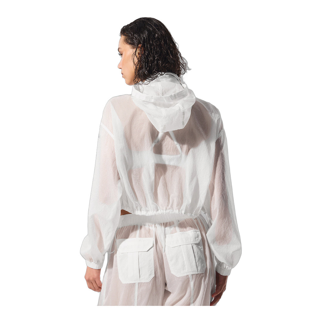 alo Cropped Game Time Full Zip Jacket - White by Alo Yoga