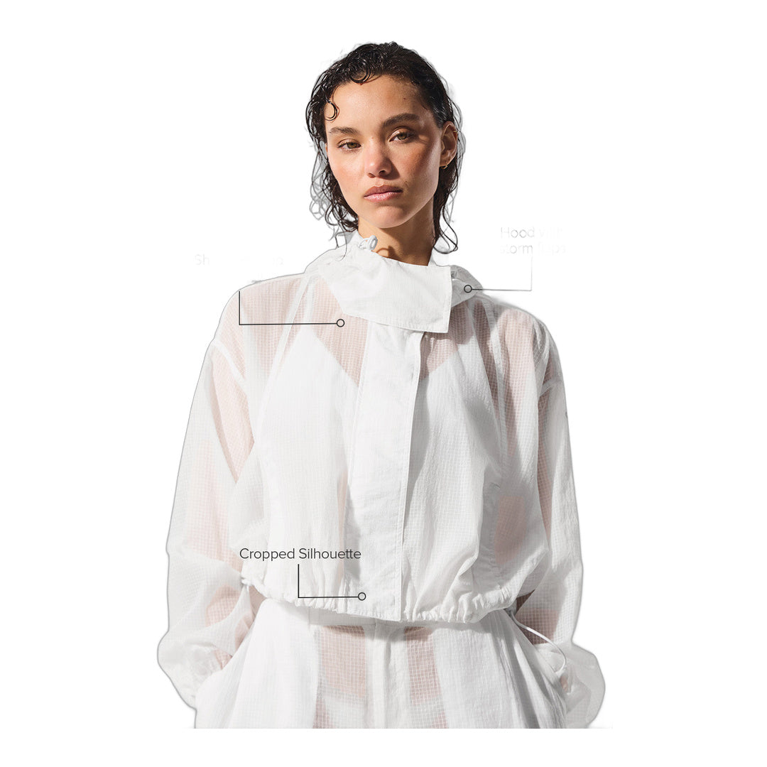 alo Cropped Game Time Full Zip Jacket - White by Alo Yoga