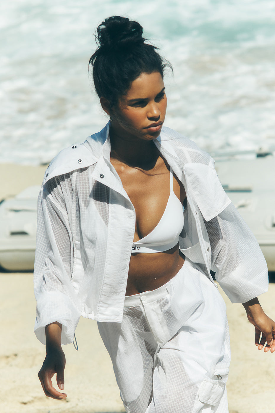 Cropped Game Time Full Zip Jacket - White (W4679R)