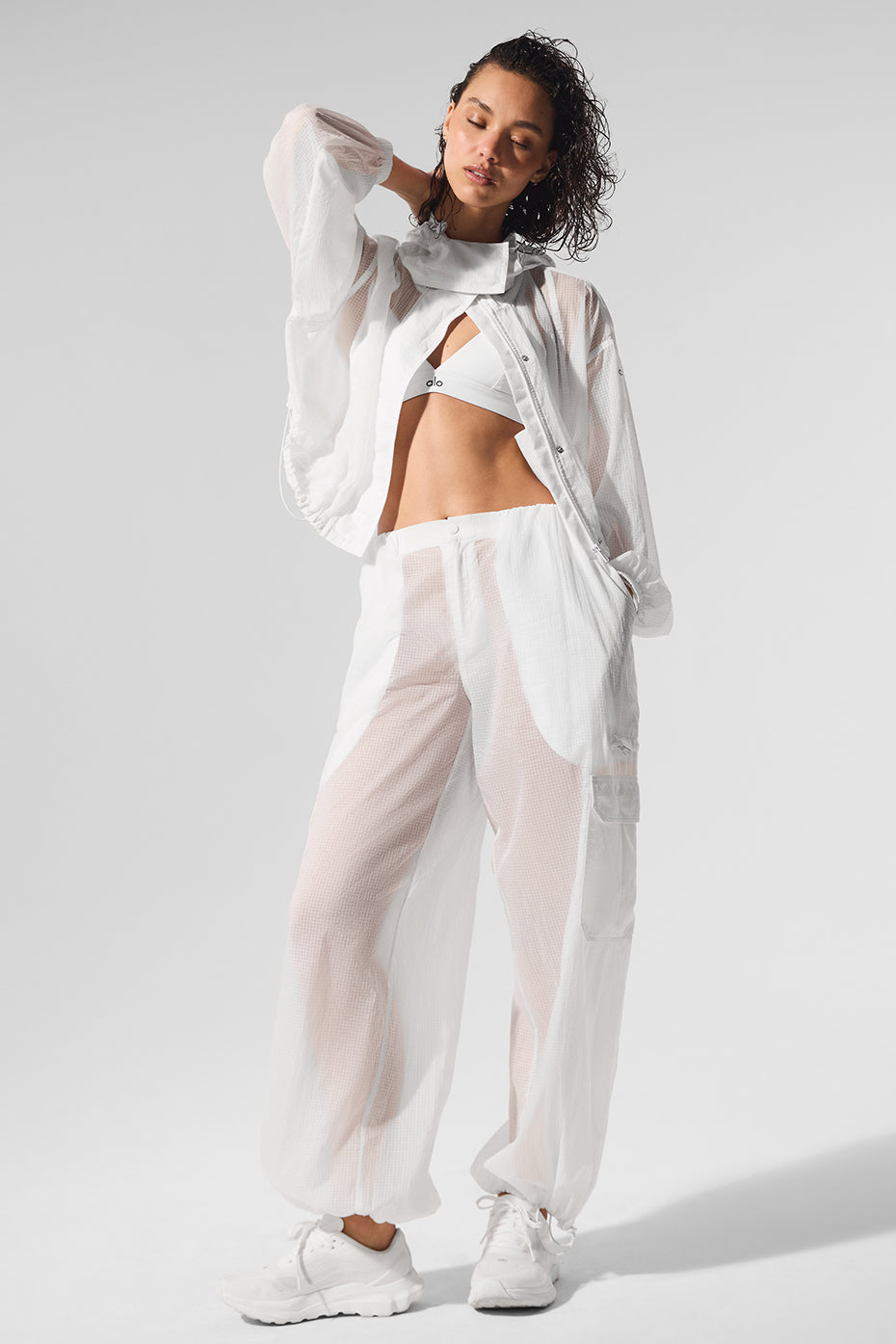Sheer Game Time Wide Leg Jogger - White (W54212R)