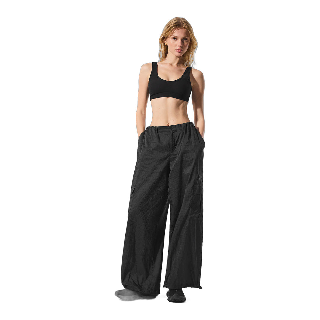alo Sheer Game Time Wide Leg Jogger - Black by Alo Yoga