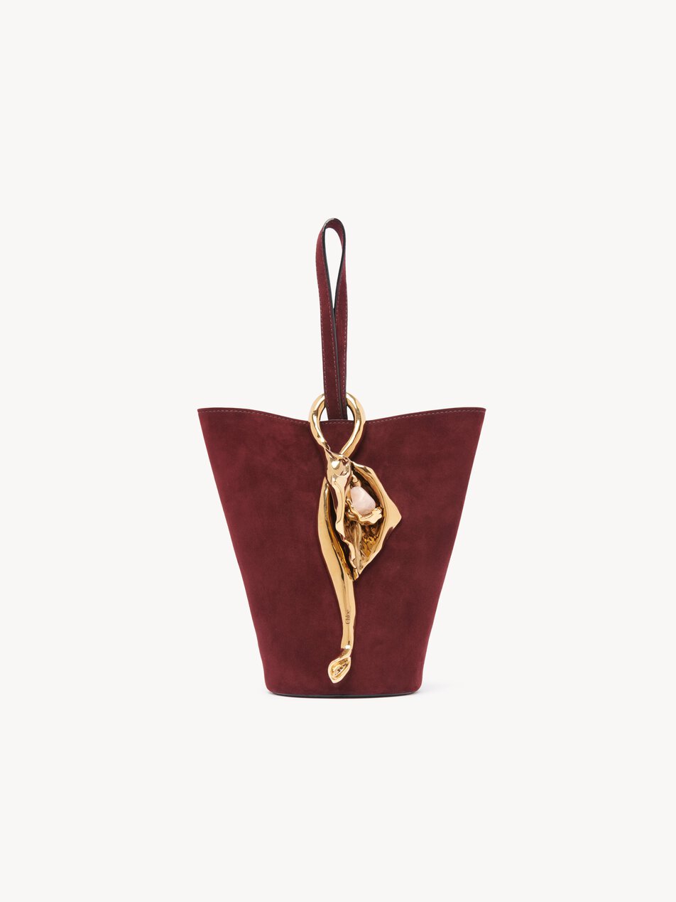 CHLOE Small Eden Treasures wristlet bucket bag in suede leather Perfect Plum by CHLOE