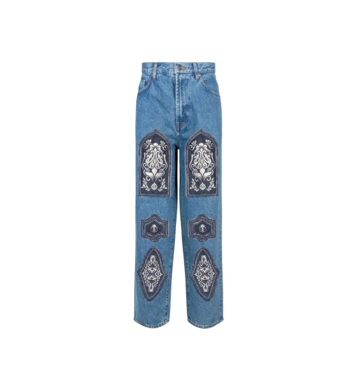 Warrior' Chainmail Armour Hand Embroidered Patchwork Denim by Cause & Effect