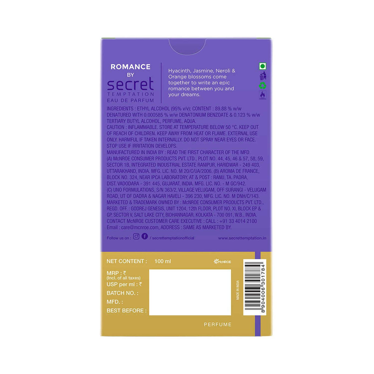 Secret Temptation Romance Eau De Parfum (100ml)