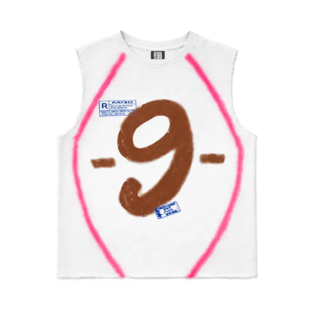9 Spray White Sleeveless T Shirt by oddnoteven