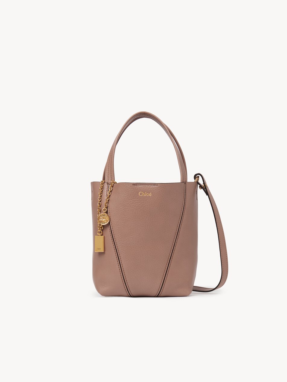 CHLOE Small Chloé Spin tote bag in grained leather Woodrose by CHLOE