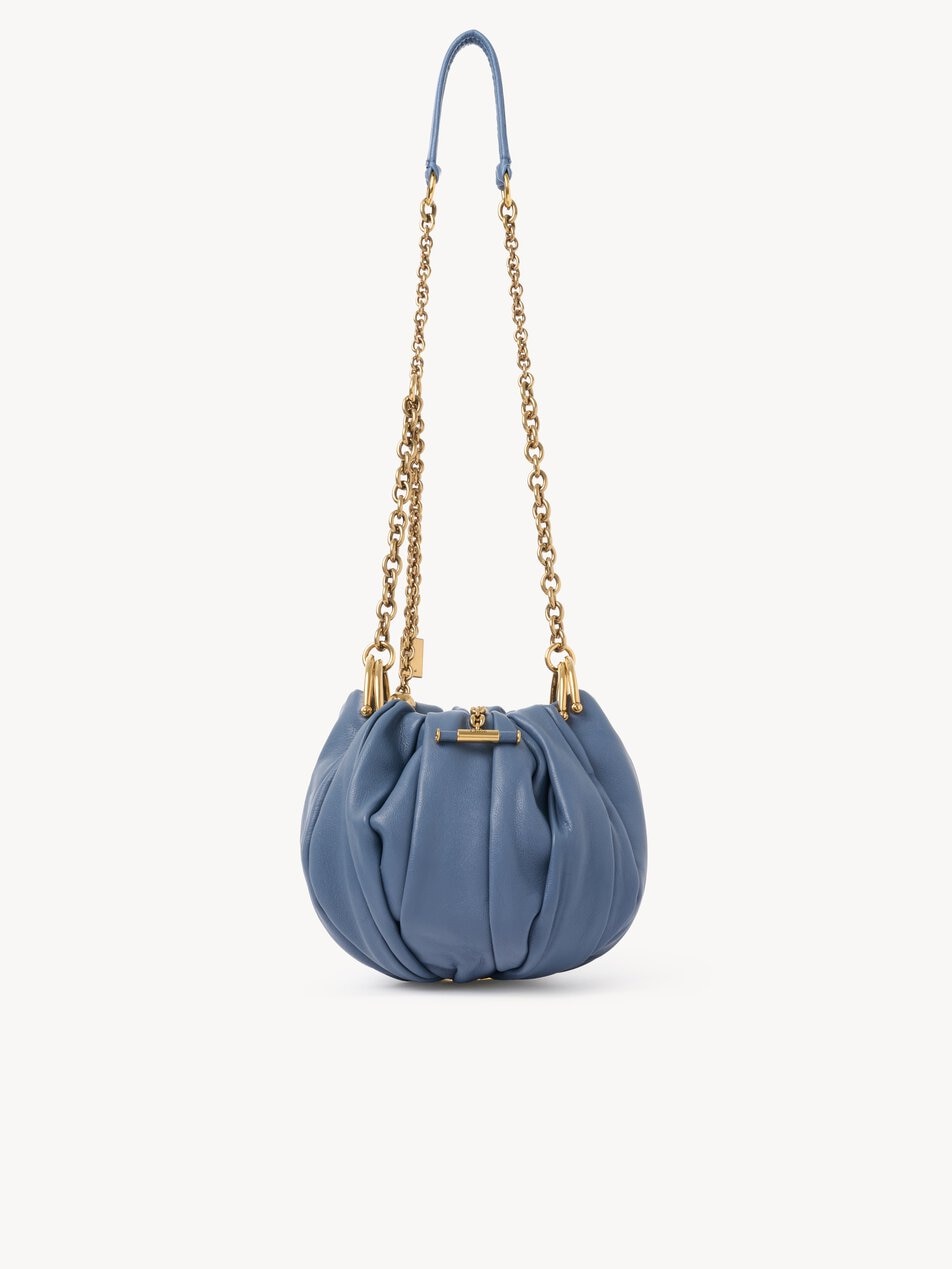 CHLOE Plissé shoulder bag with chain in pleated leather Ashes Blue by CHLOE