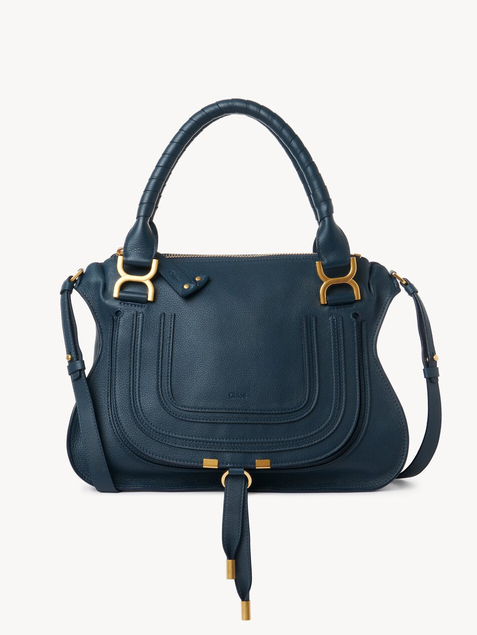 CHLOE Marcie bag in grained leather Tapestry Blue by CHLOE
