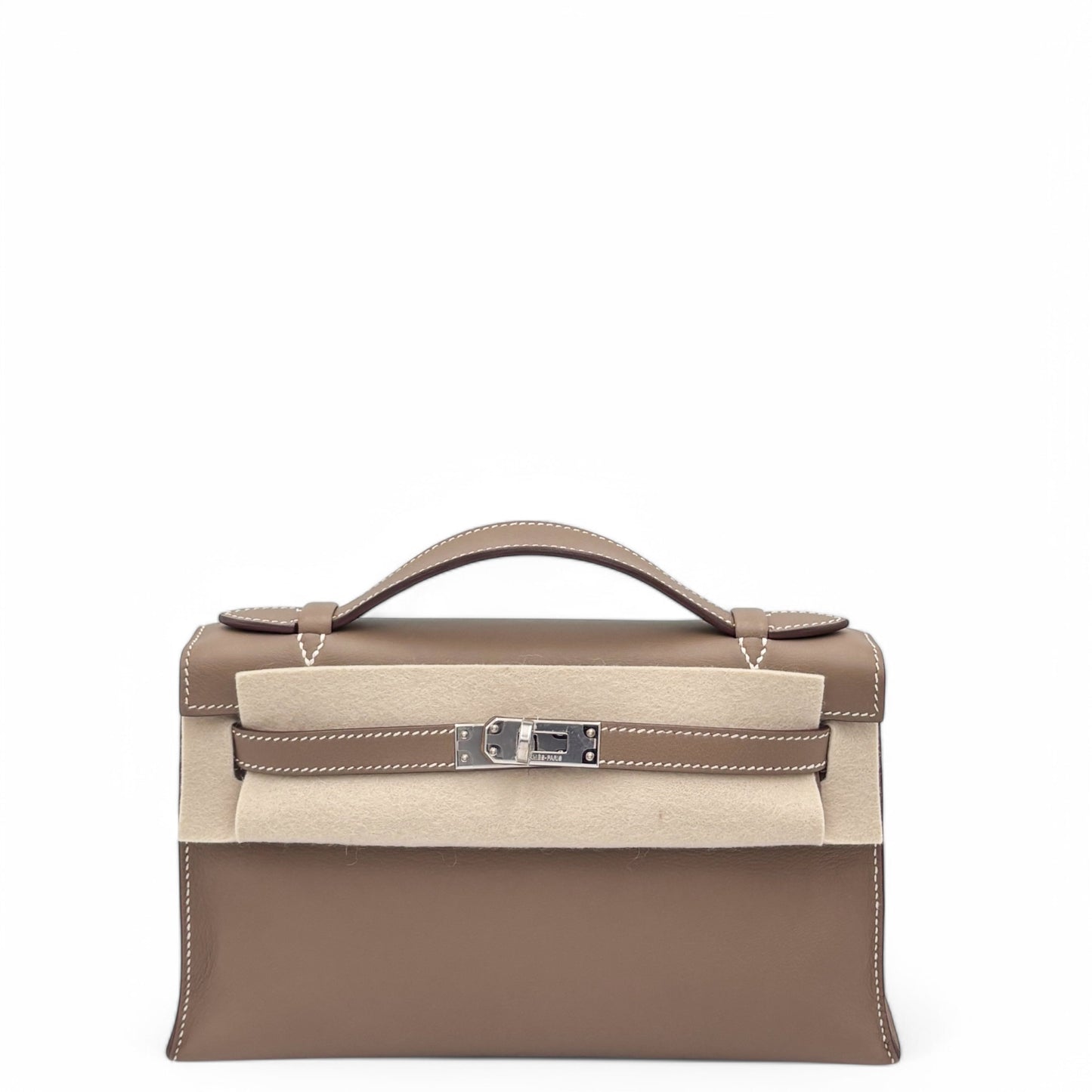 Hermès Kelly Pochette Swift 18 Etoupe Palladium Hardware (2016)