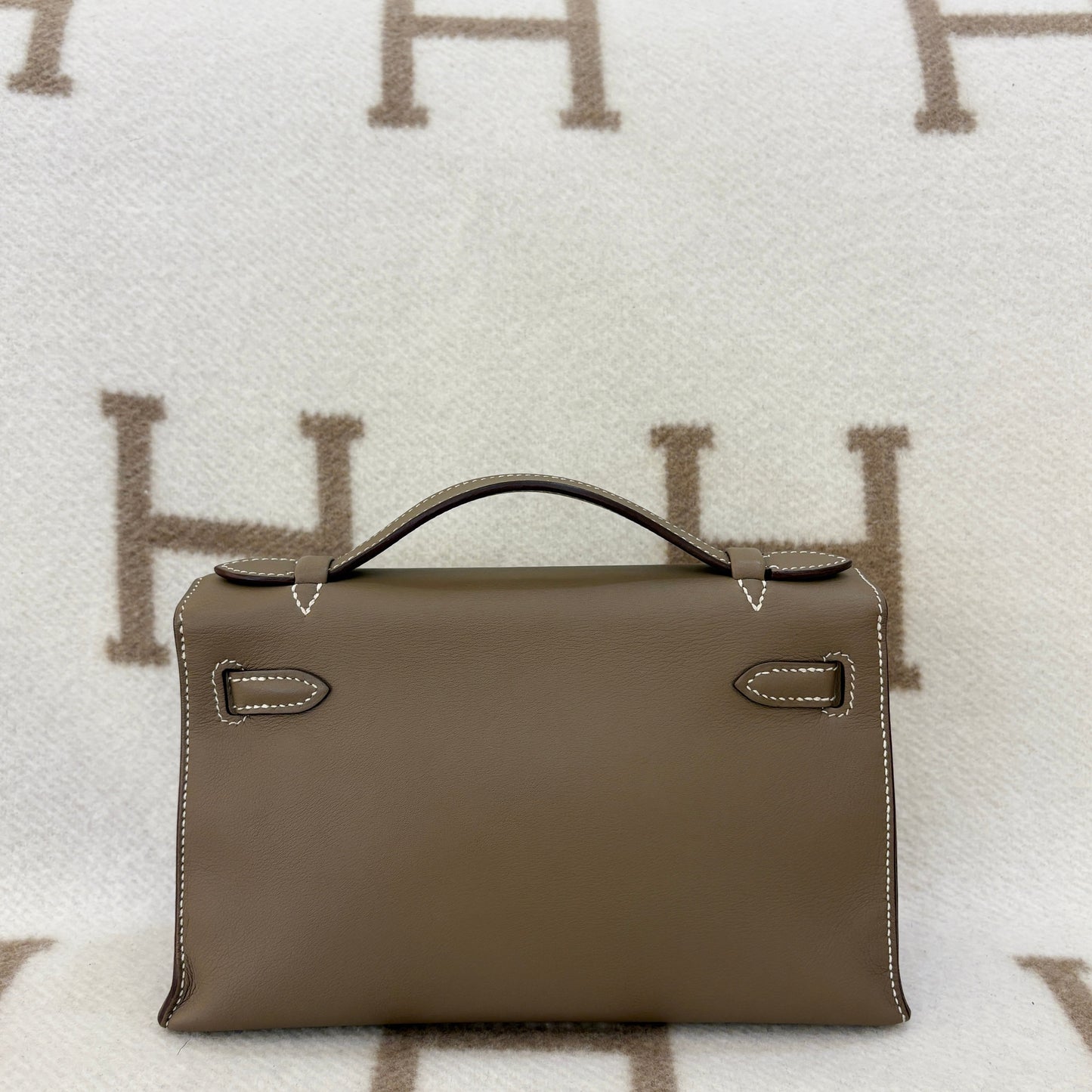 Hermès Kelly Pochette Swift 18 Etoupe Palladium Hardware (2016)