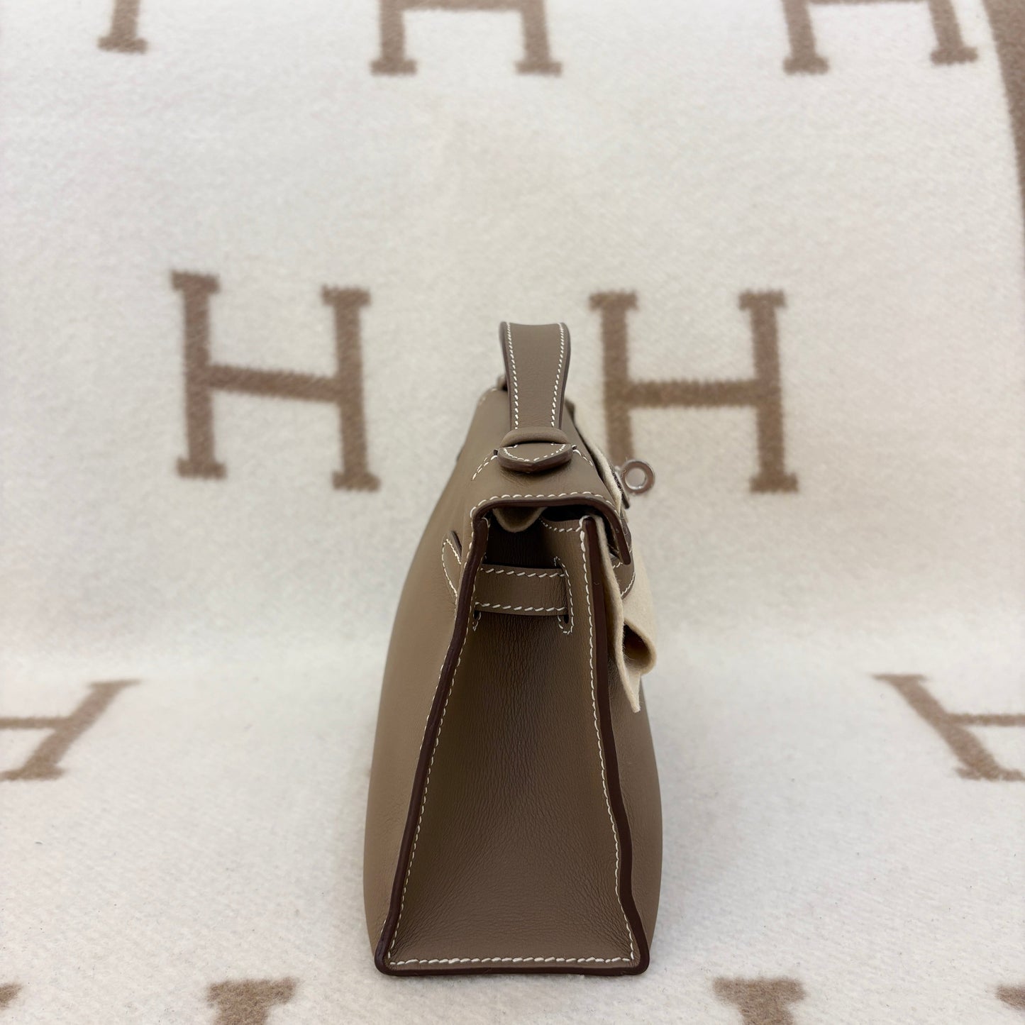 Hermès Kelly Pochette Swift 18 Etoupe Palladium Hardware (2016)