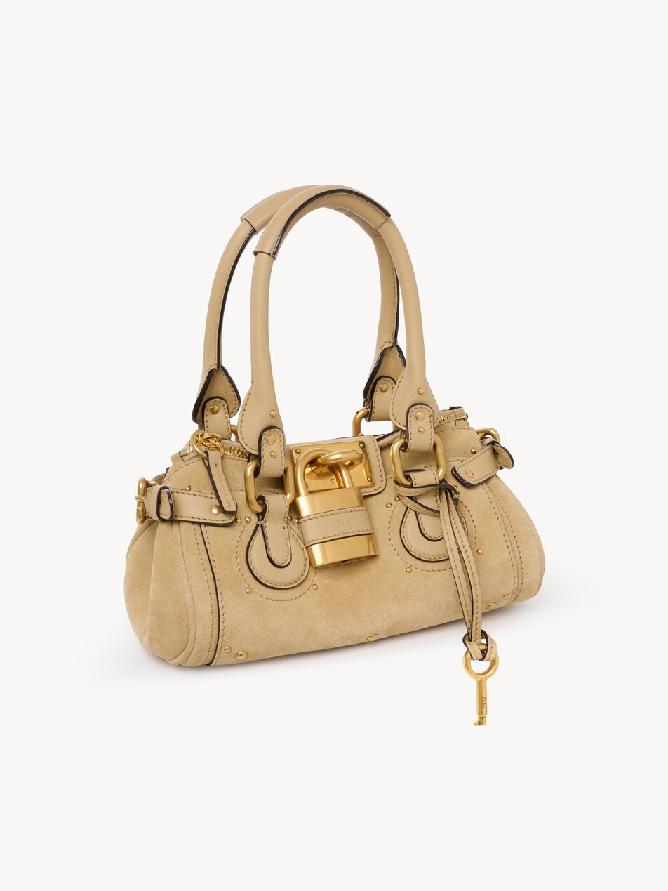 CHLOE Small Paddington bag in suede leather Dusty Beige by CHLOE