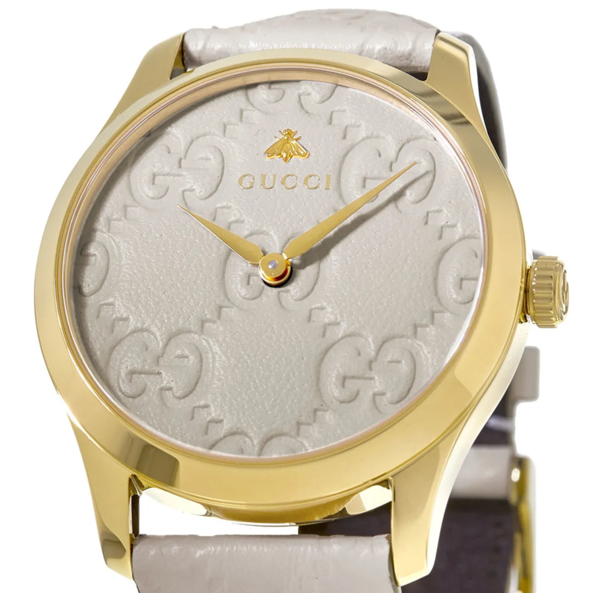 Gucci G-Timeless White Dial Leather Strap Men's Watch - YA1264033A