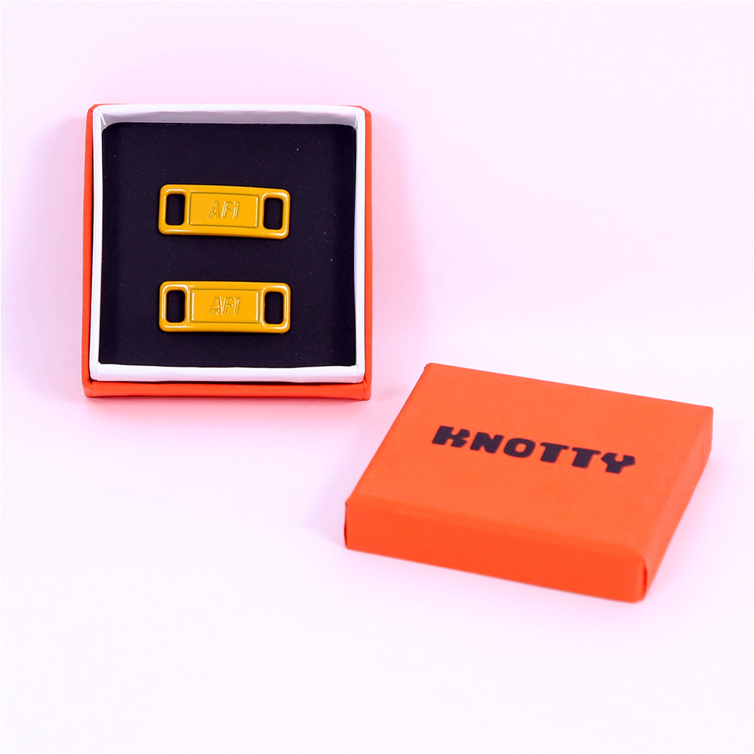 Premium Yellow Air Force 1 Dubrae Replacement ( Lace Tag) By KNOTTY by KNOTTY