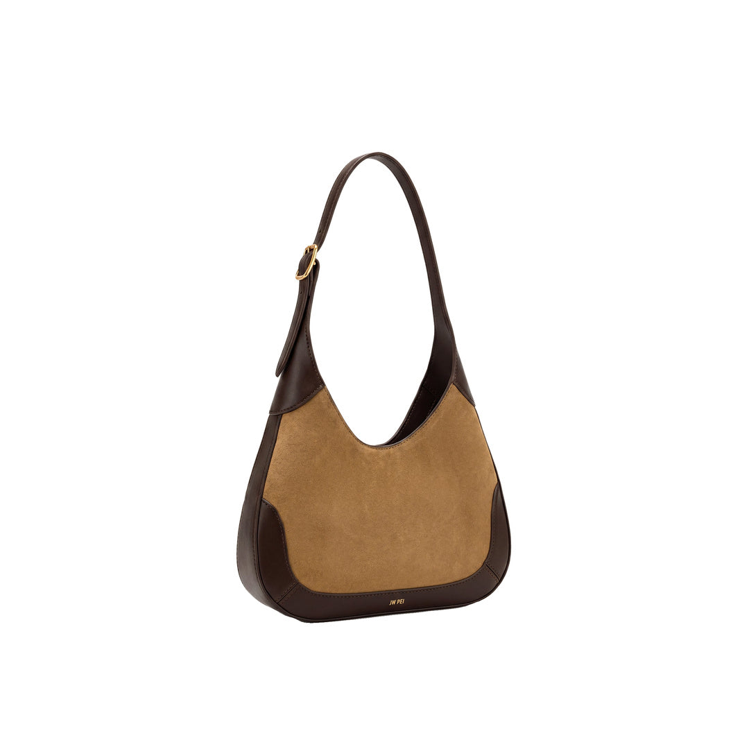 JW PEI Willow Faux Suede Trim Hobo Bag - Brown by JW PEI