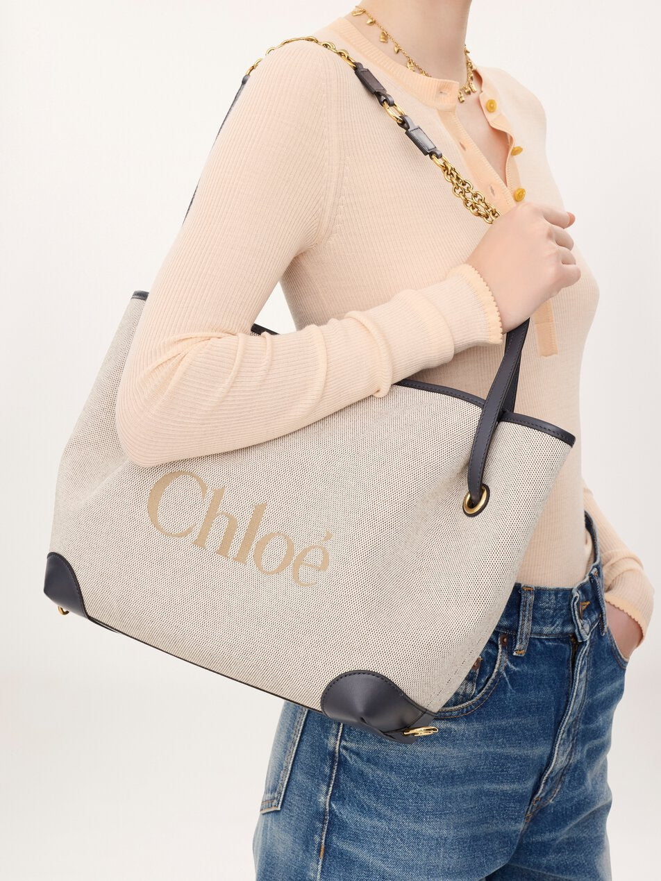 CHLOE Clover double carry bag in canvas Black Navy by CHLOE