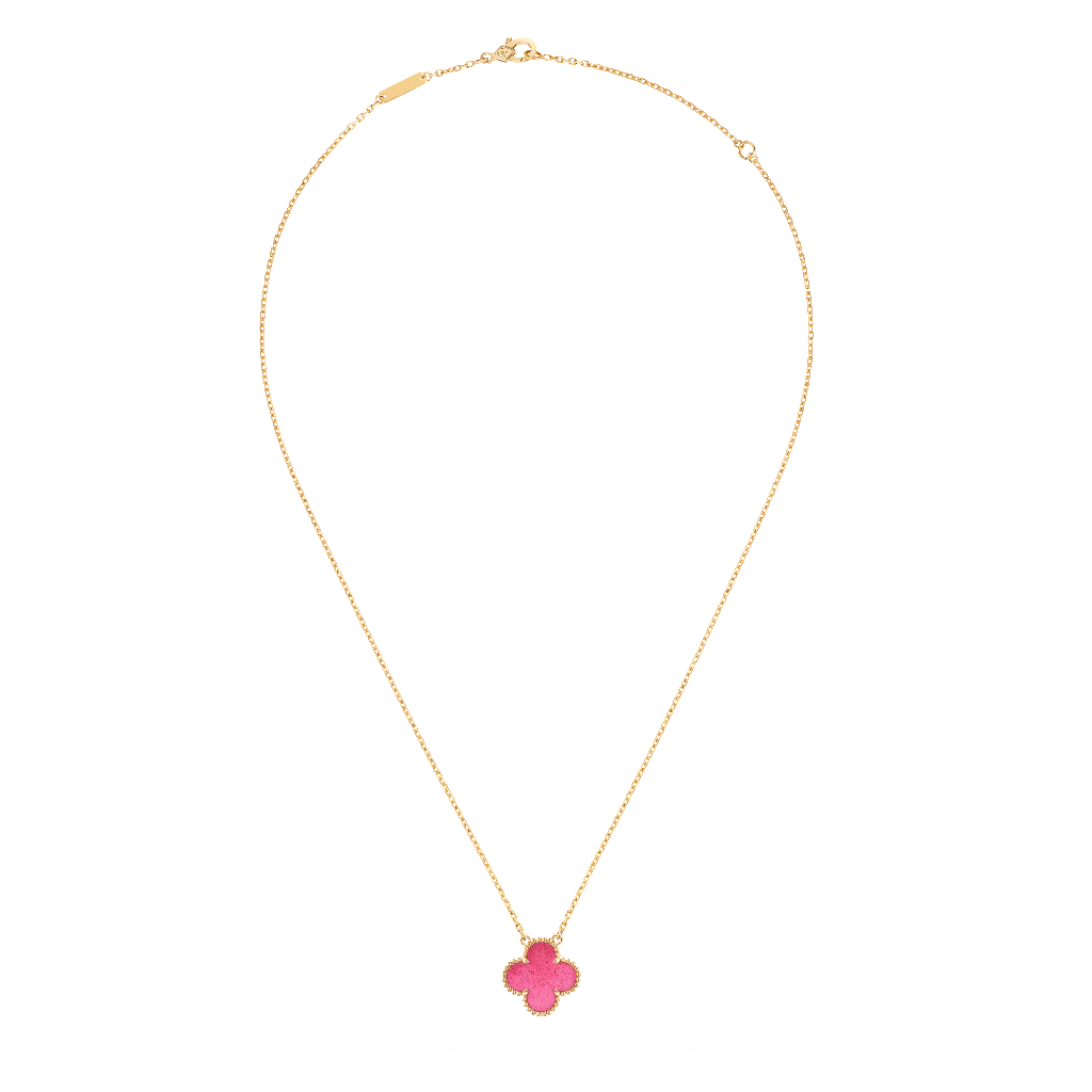 Vintage Alhambra pendant in pink enamel and 18K yellow gold, product view