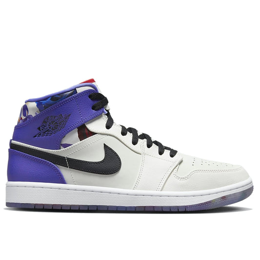 Air Jordan 1 Mid Se Valentines Day Special Edition Flowers Sail/Black-White
